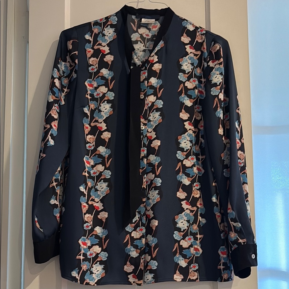 Les Copains Floral Blouse - Navy and Multicolor
